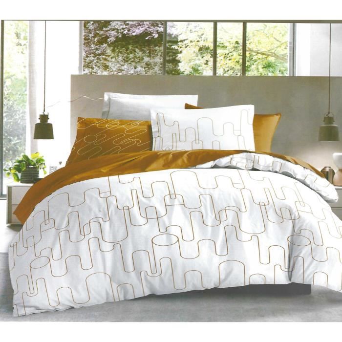 PARURE DE LIT- LIT 2 PLACES - 4 PIÈCES (140X190CM) - 100% COTON 57 FILS