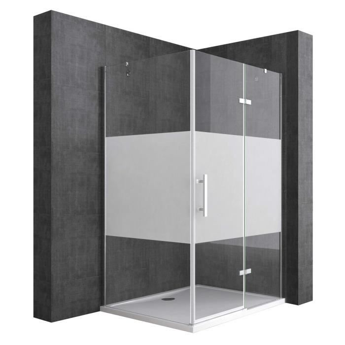 Cabine De Douche Angulaire Idralite Alabama – 120x80 Cm, H185 Cm – Verre Opaque – Paroi Coulissante