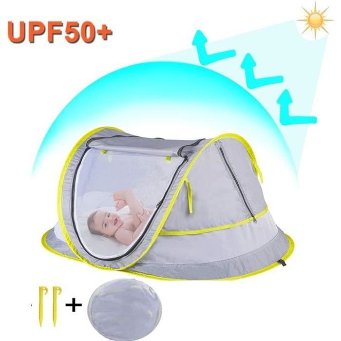 Tente Anti UV Bébé Lit de Voyage, Bébé Tente de Plage Bébé Anti-UV