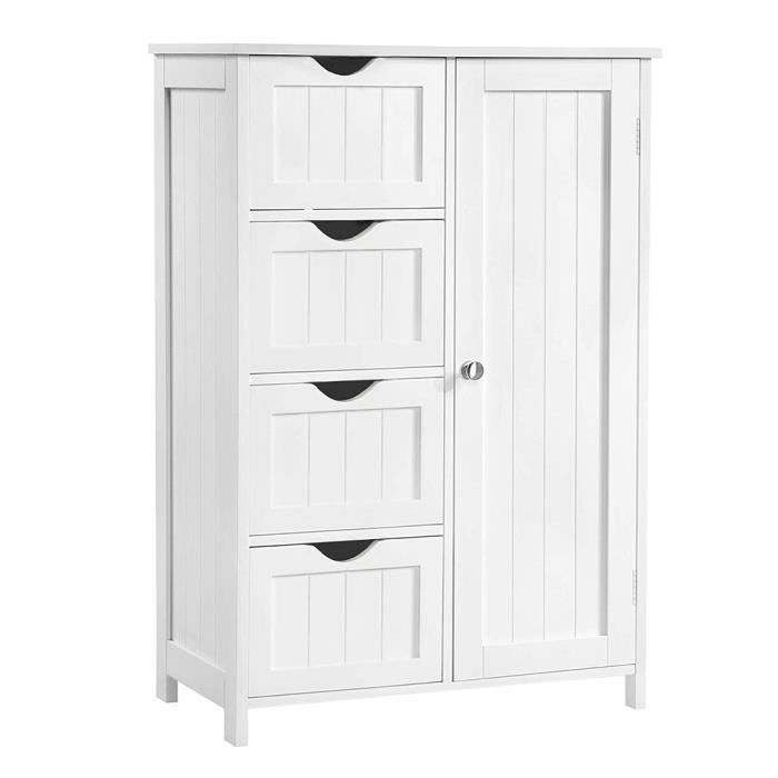 armoire de rangement blanche pour chambre salle de bain - campagne meubles - 4 tiroirs 1 porte