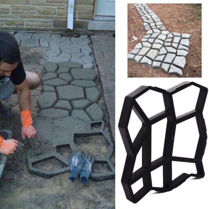 Carrelage,Moule à ciment Durable de chaussée,forme irrégulière,moule à béton robuste,pavage noir,pierre d'allée 36x36