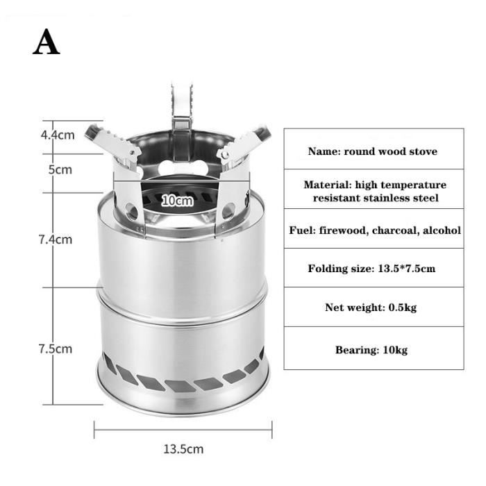 Poêle à Bois Pliable Pour Camping - Barbecue Portable En Acier Inoxydable - Idéal Extérieur - 2