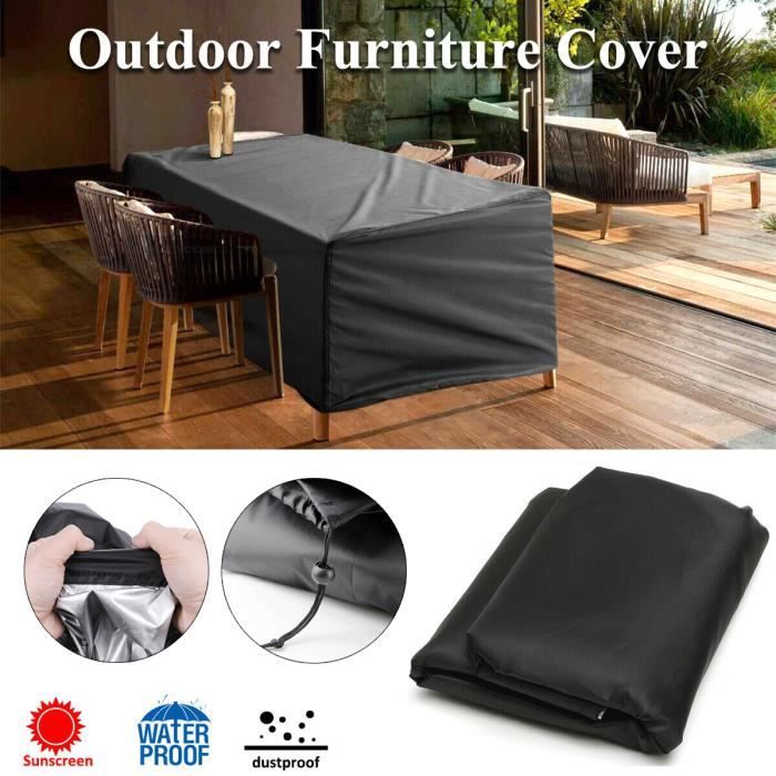 Housse De Protection Meubles De Jardin Enzeno - Imperméable, Coupe-vent, 150x90x74 Cm, Noir