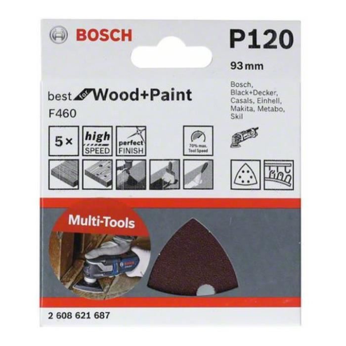Bosch Professional Feuille abrasive - F460 - 93 mm - Grain 180 - Bois et peinture