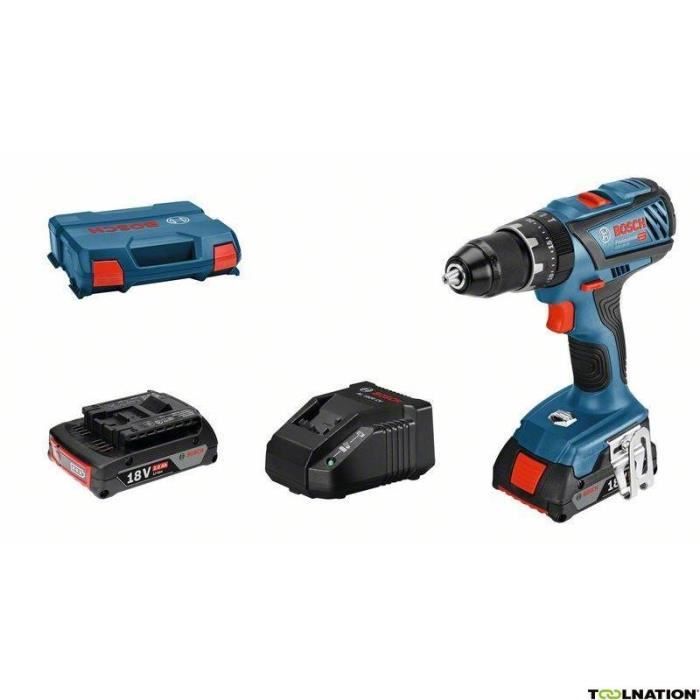 Perceuse à Percussion Bosch Professional GSB 18V-28 (couple:28/63/- Nm) + 2 batteries 2,0Ah + charge