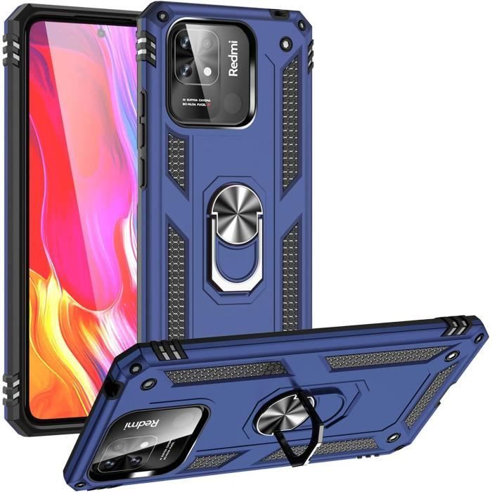 Coque Xiaomi 14T Pro à Bague Magnétique - Transparent Givré Bleu Nuit - Français