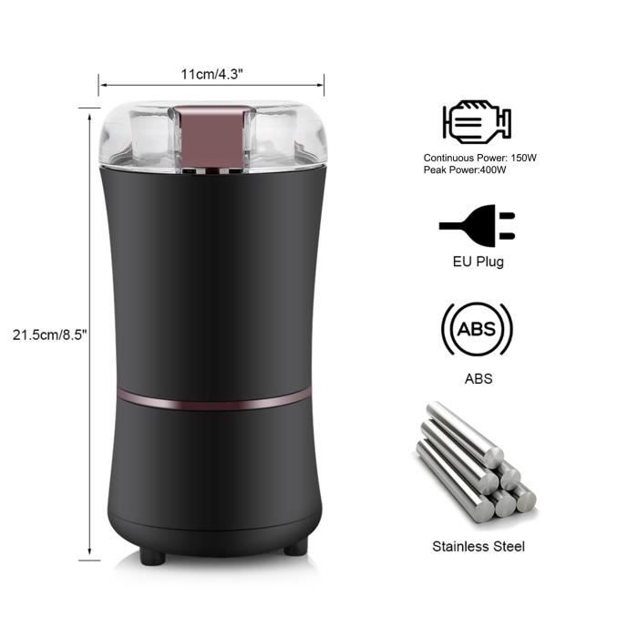 KYG Moulin à Café Électrique 200W - Broyeur Graines De Lin, Noix, Épices, Café - Lames Inox Double Tranchant - Ultra-Fin Et Rapide