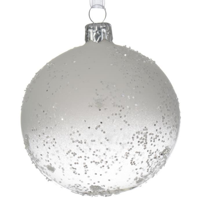 Boule De Noël En Verre Blanc Paillette Achat Vente Boule