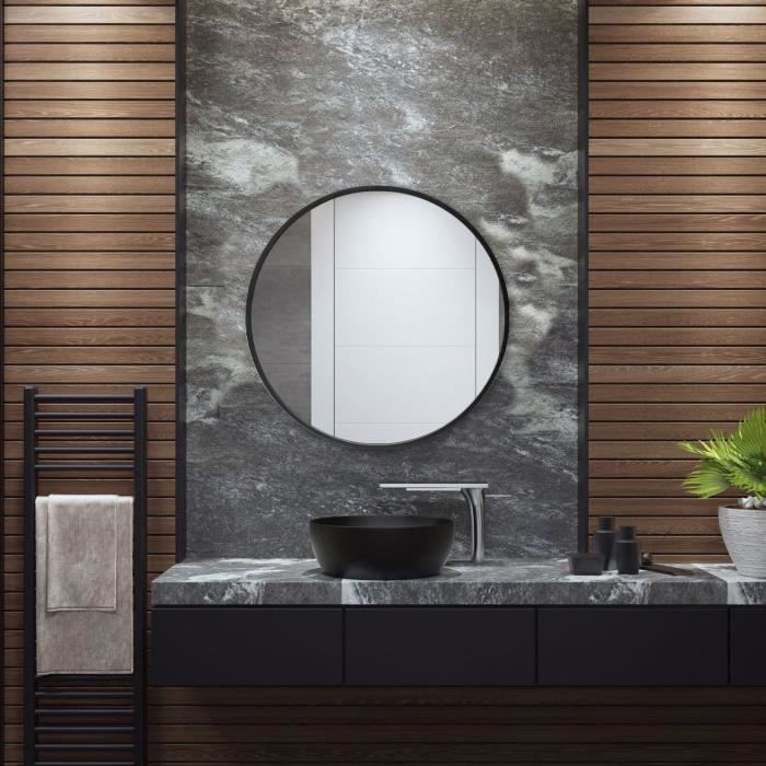 Miroir mural Modugno rond diamètre 60 cm noir