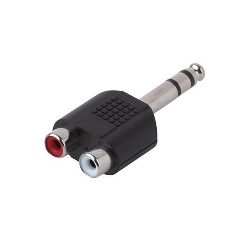 ADAPTATEUR JACK 6.35 STEREO / 2 RCA FEMELLES