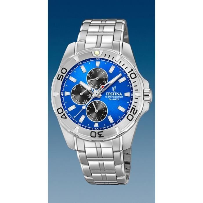 Montre Festina F20445-4 - Multifonctions Acier Argent&eacute; Cadran Bleu Homme
