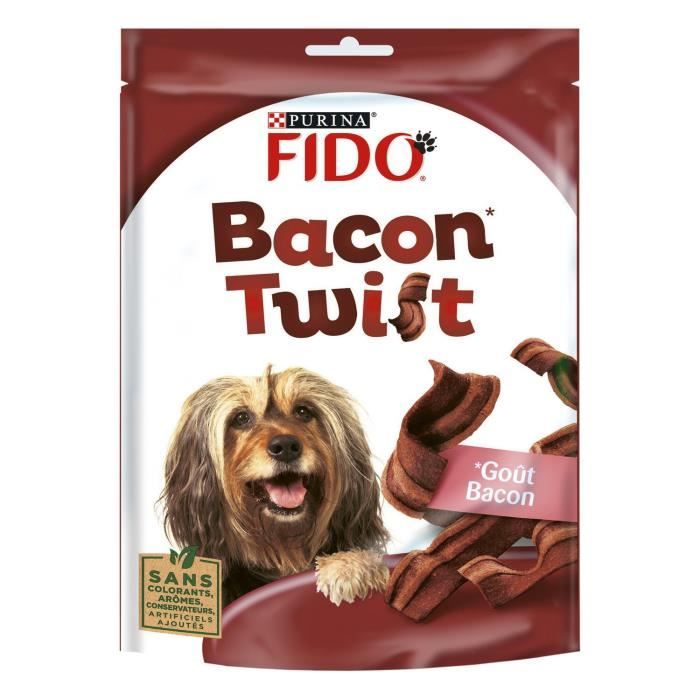 Meilleurs prix pour Friandise pour chien - FIDO - Bacon twist - Récompense - Sachet de 120 g