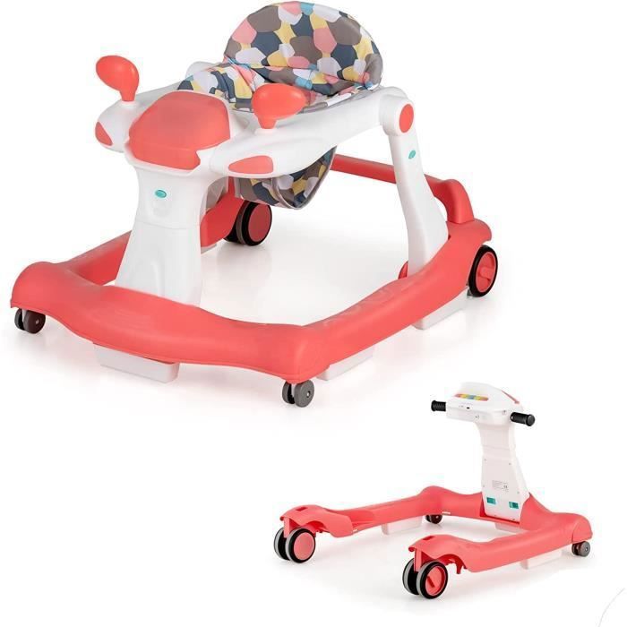 DREAMADE Trotteur Bébé Evolutif 3 en 1 Pliable avec Hauteur Réglable,  Musique et Lumière, Forme de Voiture, pour 6-18 Mois, Bleu - Cdiscount  Puériculture & Eveil bébé