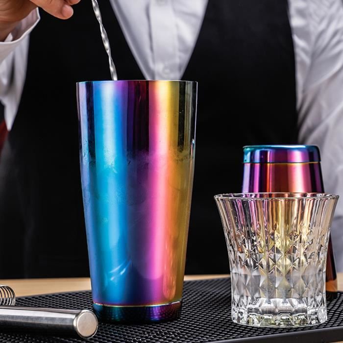 Shaker à Cocktail Boston En Acier Inoxydable Et Verre - Capacité 800 Ml Et 530 Ml - Base Lestée Pour Professionnels