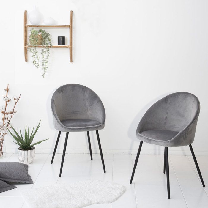 Lot de 2 chaises vintage DIANE velours gris Lot de 2 chaises vintage DIANE velours gris