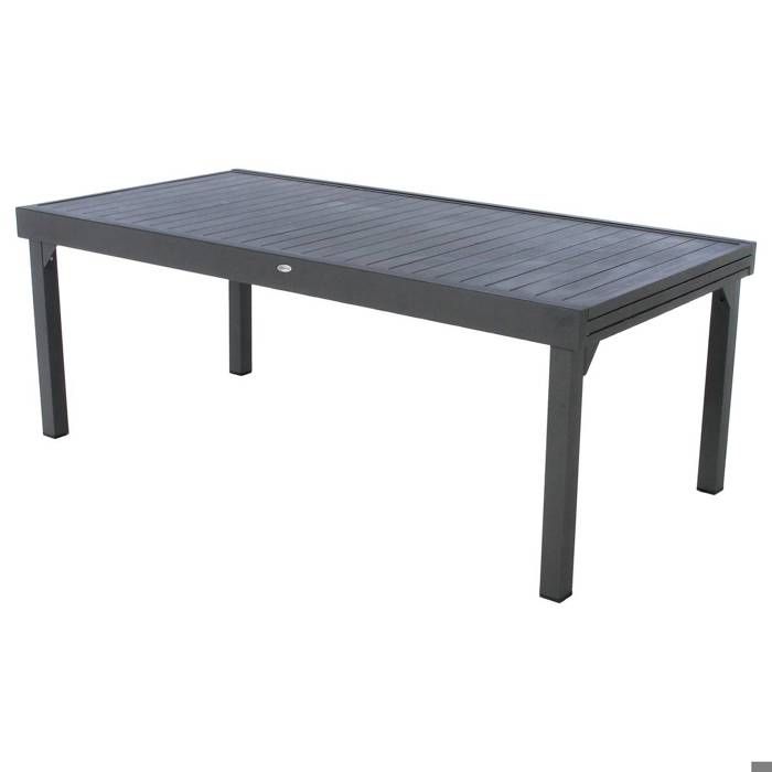 Table de jardin extensible Piazza graphite 12 places en aluminium traité époxy - Hespéride Table de jardin extensible Piazza graphite 12 places en aluminium traité époxy - Hespéride