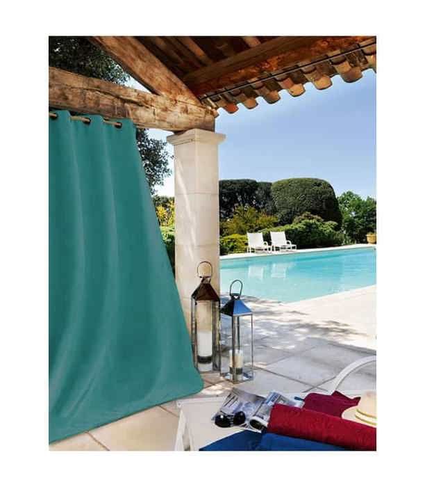 Rideau Extérieur Tissu Outdoor Bleu Canard 135 x 240 cm