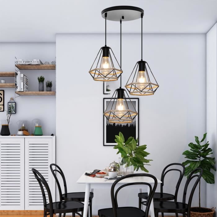 IDEGU Retro Hängeleuchte Mit 3 Lampen – Industriestil, Edison-Design, Verstellbares Kabel, Für Küche, Esszimmer & Mehr