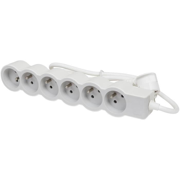 LEGRAND Multiprise FB 6x2P+T standard 1.5m 1mm² - Blanc et gris