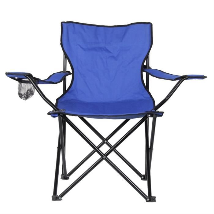 Chaise pliante pour camping pêche randonnée plage polyester BLEU
