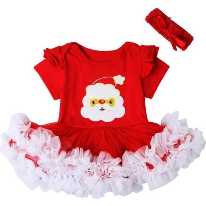 ROBE 024 Mois Bébé Fille Robe Noël Manche Courte Mousseline Tutu Body