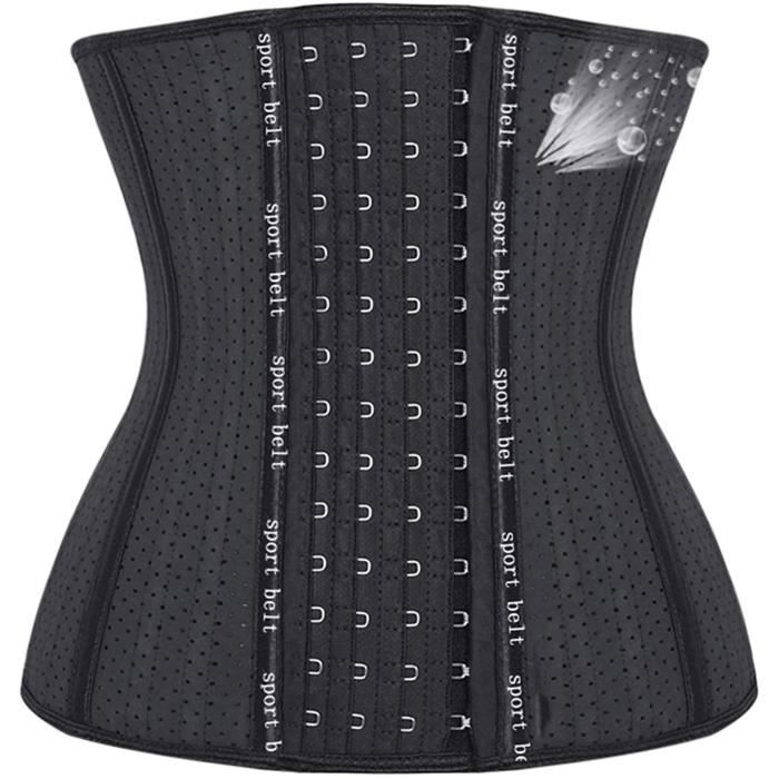 Gaine Amincissante Femme Corset Ventre Plat – Bustier Waist Trainer Néoprène Avec Zip & Velcro, Noire