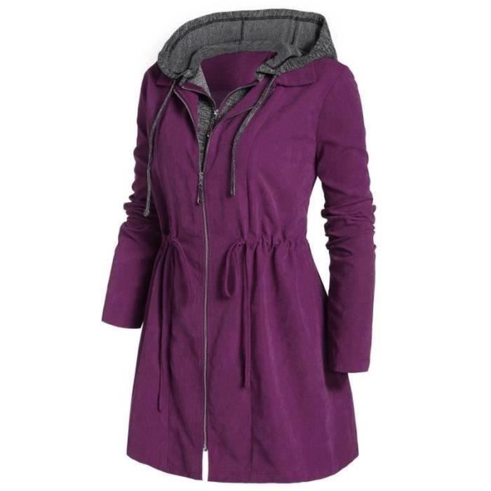 Veste De Pluie Coupe-Vent Femme - Légère & Imperméable - Capuche - Poche - Coupe Ample - Pour Randonnée, Camping, Ville - Grande Taille Disponible