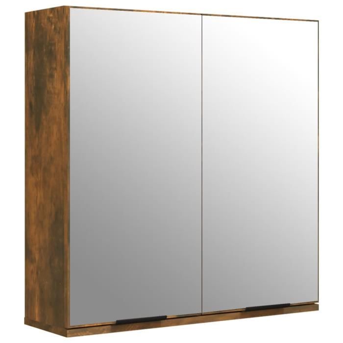 Armoire à Miroir Salle De Bain Blanc 66x17x63 Cm - MDF, 8 Compartiments, Miroir Intégré, Rangement Pratique