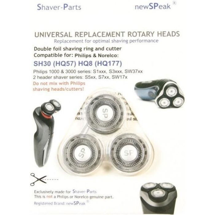 Tête de rasoir Philips HQ850 pour rasoirs électriques HQ8 HQ9 HQ177 Pièce d'origine constructeur