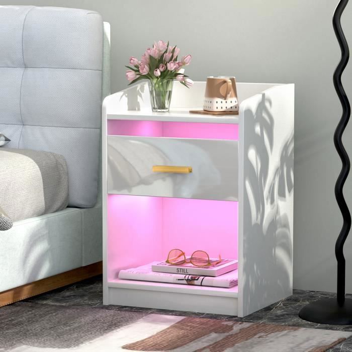 Table De Chevet Avec Prises USB - Table D'Appoint Avec Tiroir - Design Industriel 40x30x60 Cm