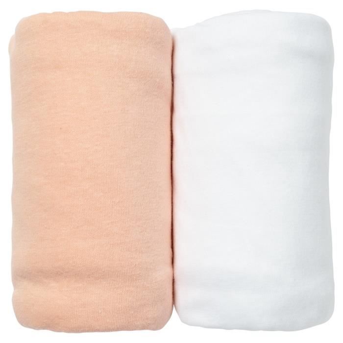 Drap Housse Bébé 70x140 Cm Babycalin - Double Gaze De Coton OEKO-TEX - Bonnets 17 Cm - Couleur Vieux Rose