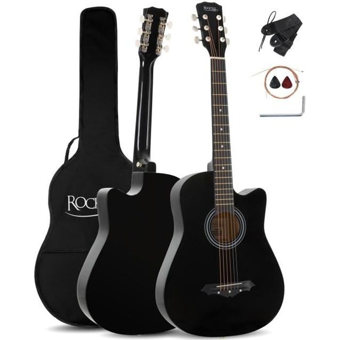 Pack Guitare Folk Noir Rocktile WSD-5C-BK : Le Set Parfait pour Débutants et Guitaristes Confirmés