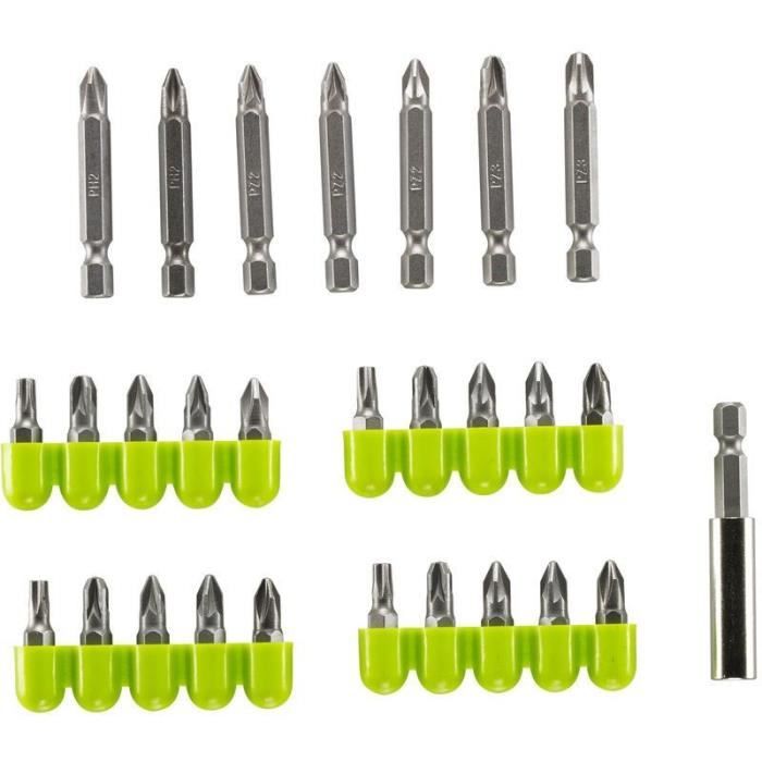 Kit 28 accessoires de vissage - RYOBI - RAK28MSD - Plastique et métal - Gris et vert - Fonction viss