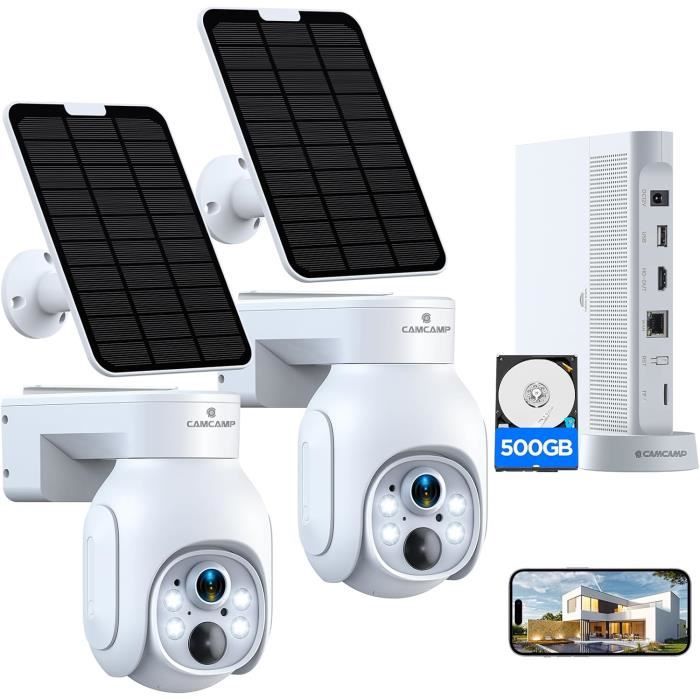 Kit Surveillance WiFi Extérieur Jennov 5MP - 4 Caméras + NVR 10CH, 1TB - Détection Humaine, Vision Nocturne Couleur - 8