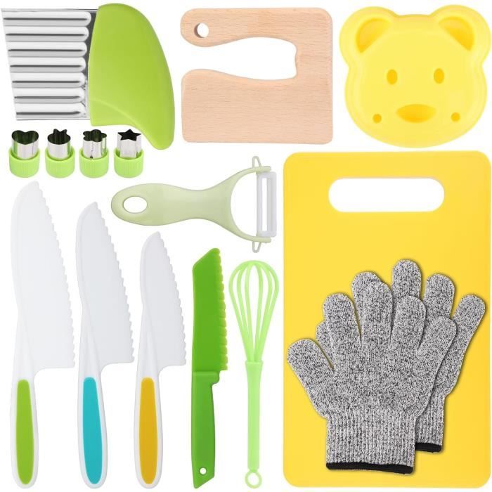 IKOPFLN 3 Pièces couteau enfant ustensile cuisine set céramique pliable avec chaîne suspendue