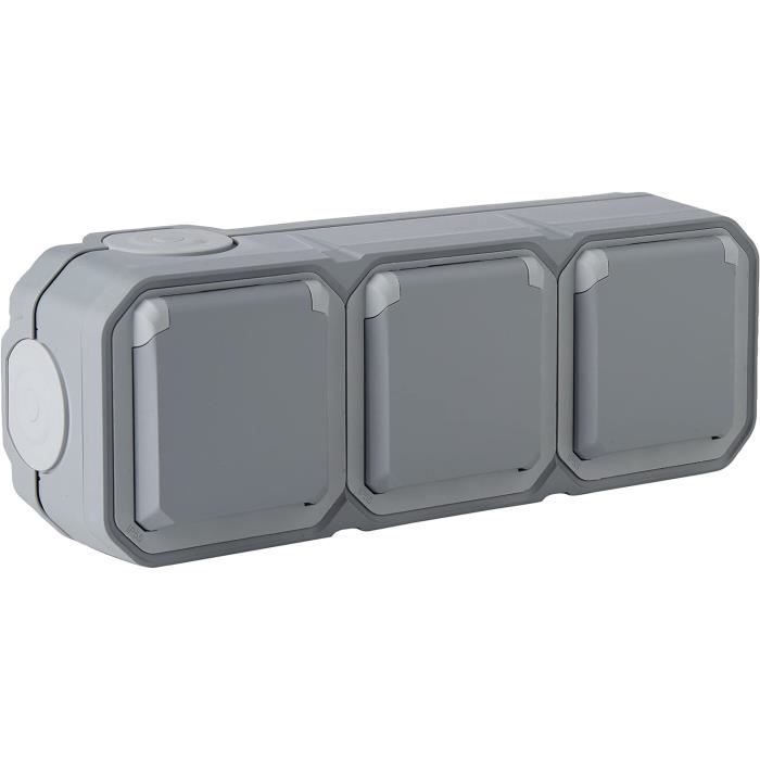 Adaptateur Triple Prise Schuko 16A + Bouchon S11 Blanc - Wiva Group Pour Raccordement électrique