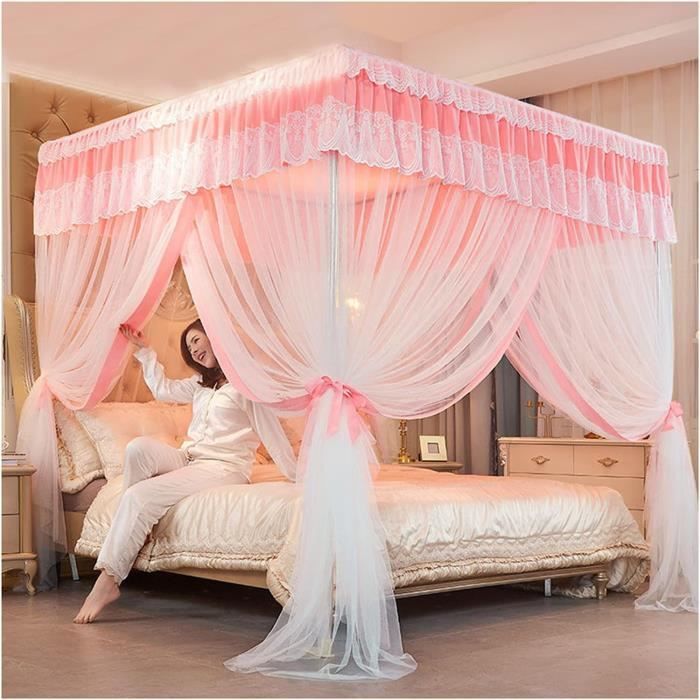 Rideau De Lit à Baldaquin Double Couche : Déco De Rêve Pour Chambre (gris/blanc, 82x64 Pouces)