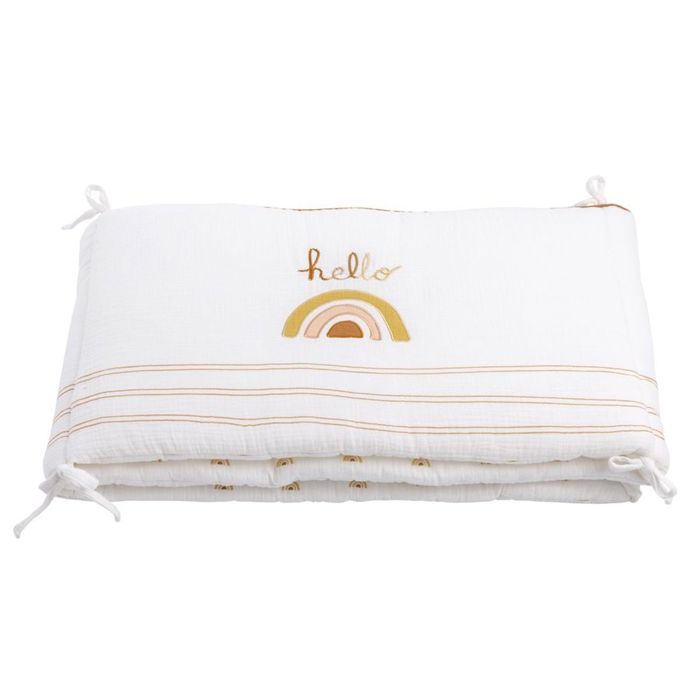 Tour de lit bébé en coton blanc - SAUTHON - Sunlight - 200x40cm - Chaleureux - Douillet - Décoration