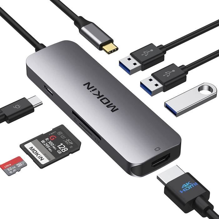 Adaptateur USB C vers Double HDMI, Hub 4 en 1 USB Type C avec 2 HDMI (4k  30hz) / Usb3.0 /PD Charge, Écran Double USB-C 