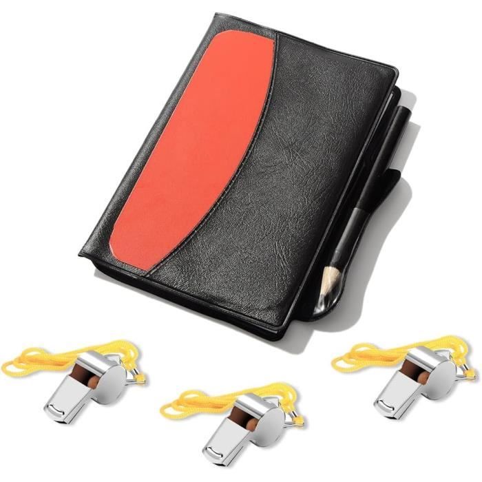 Kit Arbitre Football - 3 Sifflets Acier Inox + Cartes Rouge/Jaune + Étui - Pour Matchs, Entraînement, École
