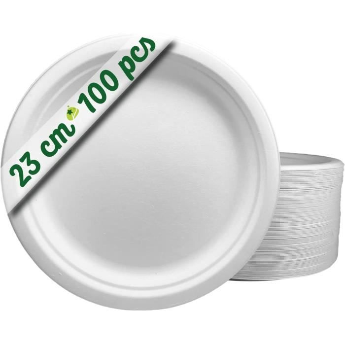 Pack Vaisselle Jetable Écolo GoBeTree - 250 Pièces Pour 50 Personnes - Assiettes En Canne à Sucre & Couverts En Bois - Idéal Fête, Anniversaire, Barbecue