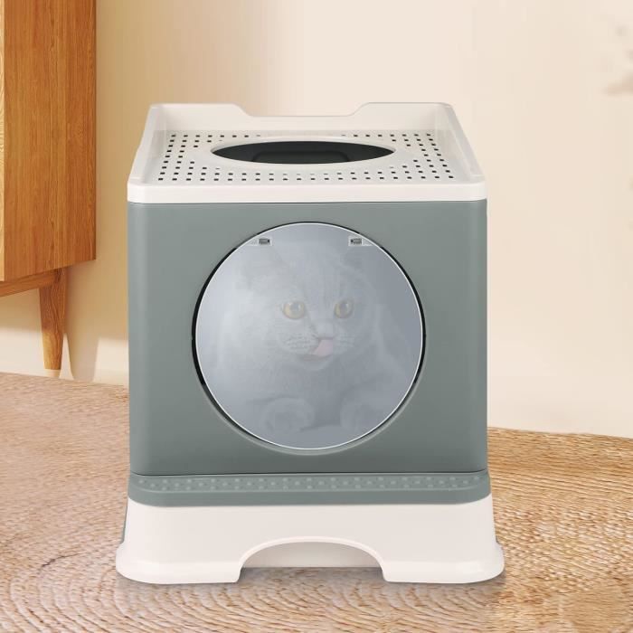 Bac à Litière Pliable Pour Chat Avec Couvercle - Voyage & Maison - 34x45 Cm - Toile Oxford Imperméable
