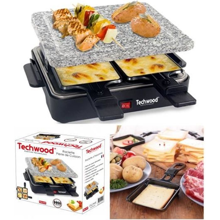 APPAREIL A RACLETTE + PIERRE pour 4 personnes Revêtement anti adhésif Avec Poignées isolantes - vue 2