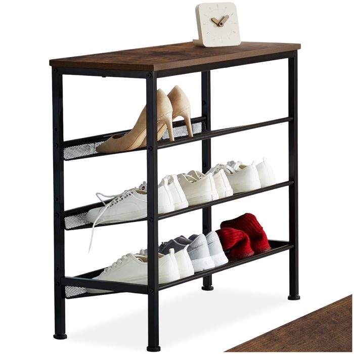 Meuble à chaussures - TECTAKE - Étagère à chaussures WOLVERHAMPTON en bois MDF 755 x 305 x 695 cm - Bois foncé