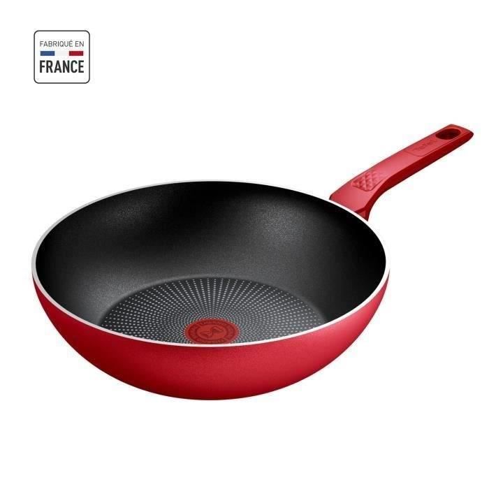 TEFAL+-+Poele+wok+-+28+cm+-+capacite+3.7+L+-+rouge+-+Daily+Expert