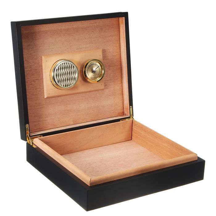 Cave à Cigares Bois de Cèdre Humidor Boîte Boîtier Humidificateur Avec