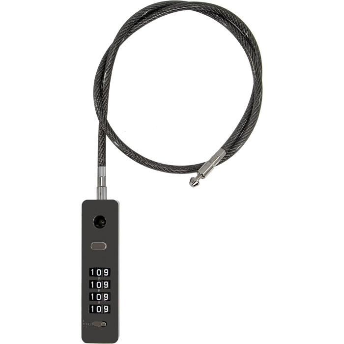 Câble De Sécurité à Combinaison Rétractable - Antivol Antichoc Pour VTT, Vélo De Route, Scooter - 120 Cm, Noir