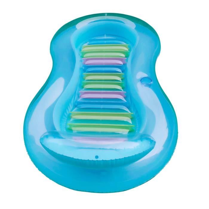 Flotteur Piscine Gonflable Type Chaise Longue / Lit - Avec Appui-tête Et Filet Maille - Supporte Jusqu'à 120 Kg - Dimensions 150x57 Cm - Vert Ou Rose - 3
