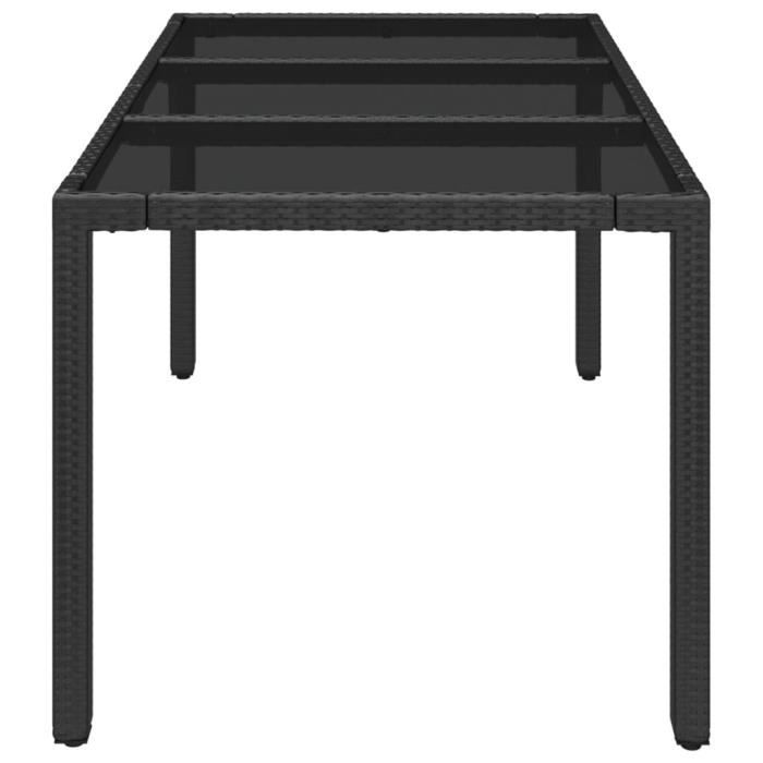 wxs - table de jardin dessus en verre noir 150x90x75cm résine tressée - dx0573