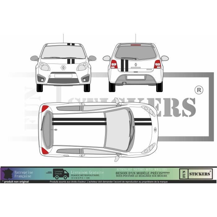 Vitihipsy 5 pièces stickers voiture tuning,bande capot bande voiture  laterale voiture sticker bande voiture stickers voiture [68] - Cdiscount  Auto